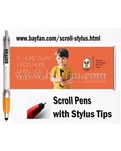 Scroll Stylus, Transparent Barrel, Custom Banner Stylus/Flag Stylus Pens,HSBANNERSTYLUS-9S,Free Shipping & No Setup  Charges,4 weeks to your door!